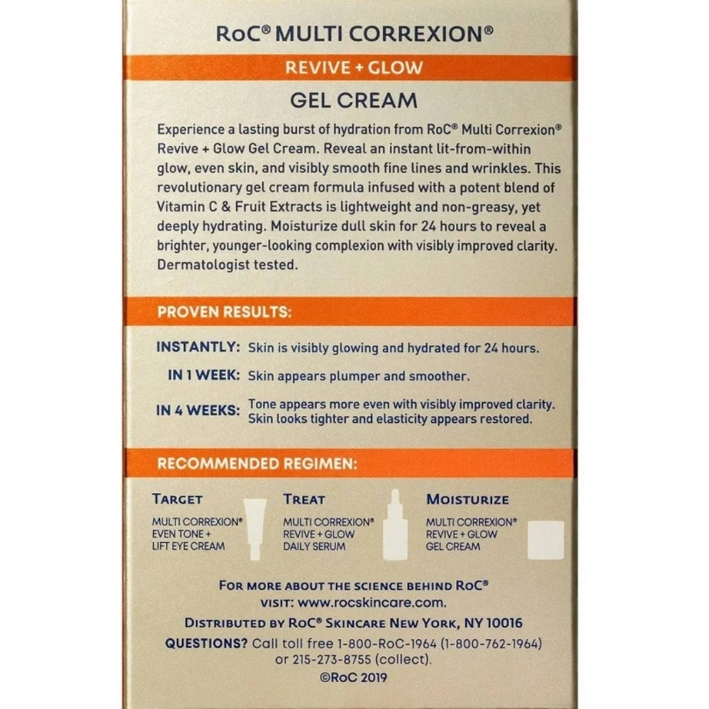RoC Multi Correxion Revive + Glow Gel Vitamin C Cream 1.7 oz NIB